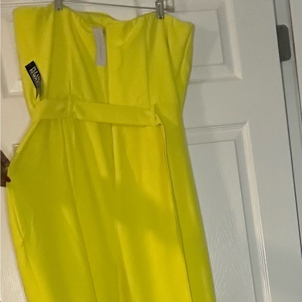 New York And Company Yellow Strapless Jumpsuit Brand New